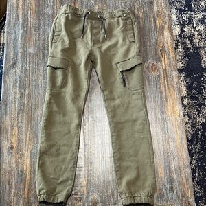 Kids Olive Green Cargo Joggers